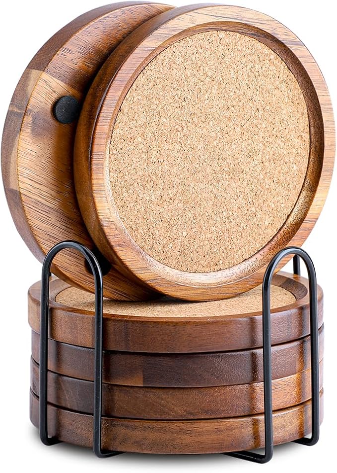 WLWNWFT Wood Cork Coasters for Drinks Absorbent by WLWNWFT