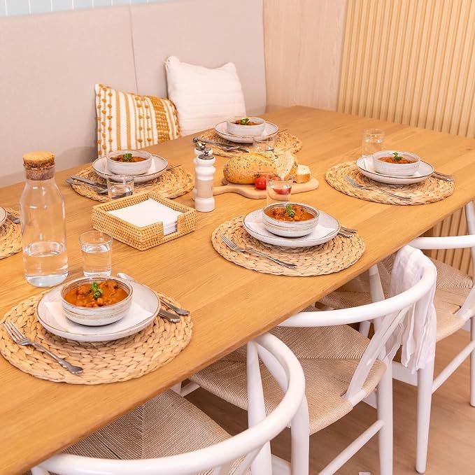 10 Pack, Round Woven Placemats, Natural Water Hyacinth Place mats, Braided - Image 2