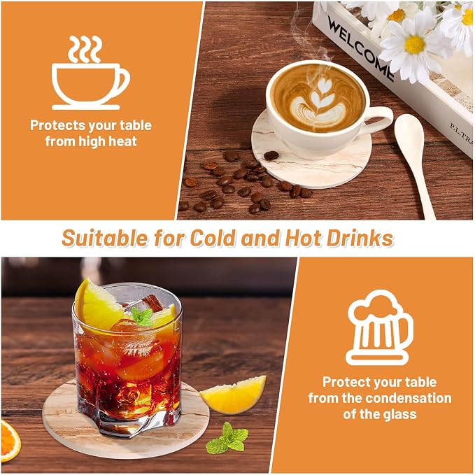 Acejoz Drink Coasters Set of 6, Absorbent Coaster - Image 6