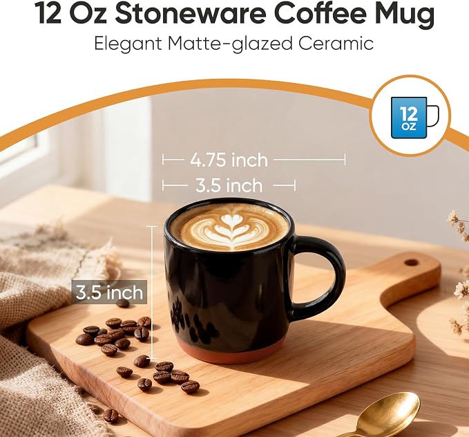 E-far Ceramic Coffee Mug Set of 4, 12oz Stoneware Coffee Cup - Image 2