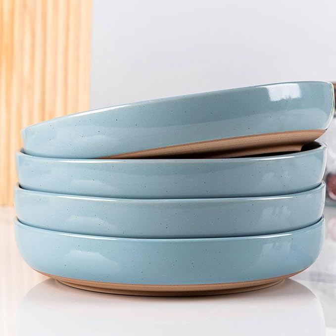 AmorArc 8.75'' Large Ceramic Pasta Bowls, 36oz Handpainted Stoneware Bowls Set by AmorArc