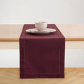 Solino Home Cotton Linen Table Runner Wine, Hemstitch Collection 14 x 72 in | by SolinoHome