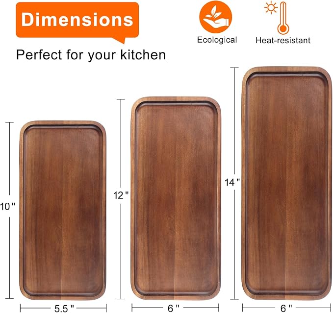 Small Wooden Serving Platter Acacia Charcuterie Boards Wood Tray Home Decor | - Image 5