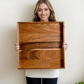 20 Inch Extra Large Square Serving Tray HeavyDuty Acacia Wood Tray by SwallowLiving