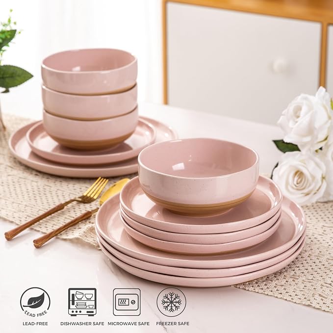 AmorArc Dinnerware Sets for 4, 12 Pieces Ceramic Plates and Bowls Set | Scratch - Image 5