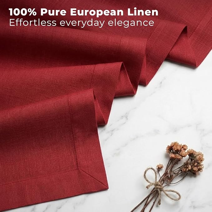 Classic Linen™ by D'Moksha Red Table Runner 120 Inches Long, 100% Pure Linen - Image 2