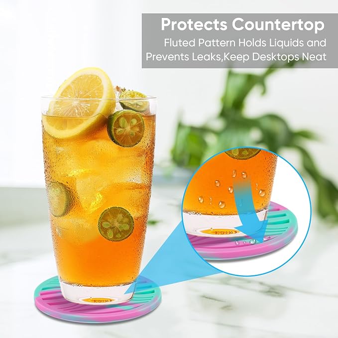 6 Pack Rubber Drink Coasters Plastic Coaster - Image 4