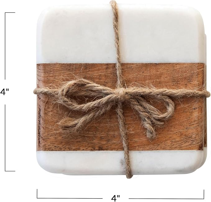 Marble & Acacia Wood Coasters - Image 3