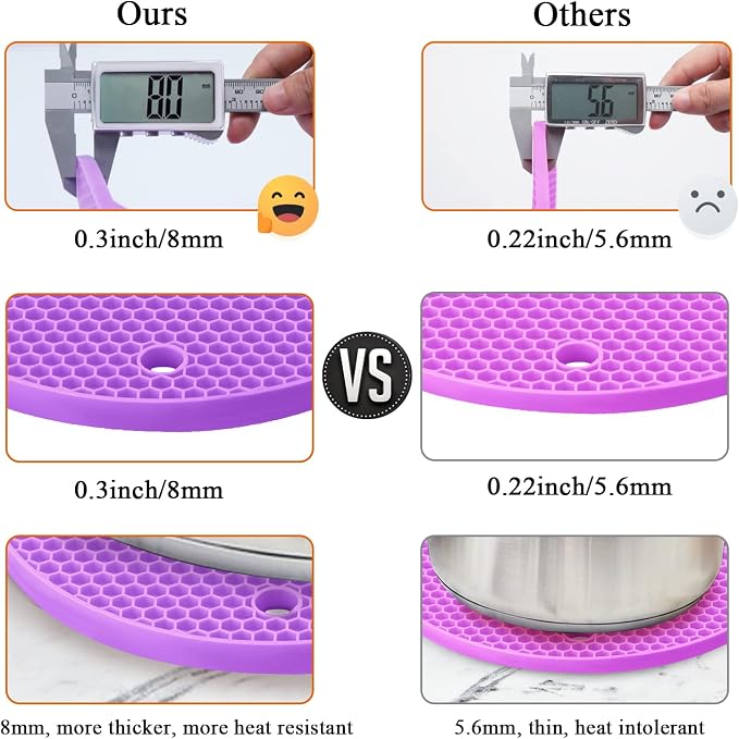 Silicone Silicone Trivet for Hot Dishes, 4 Pack Purple Heat Resistant Silicone - Image 5