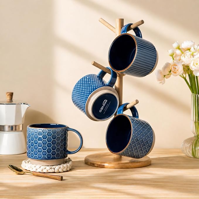 GBhome 12 OZ Stackable Coffee Mugs, Ceramic Coffee Mugs - Image 8