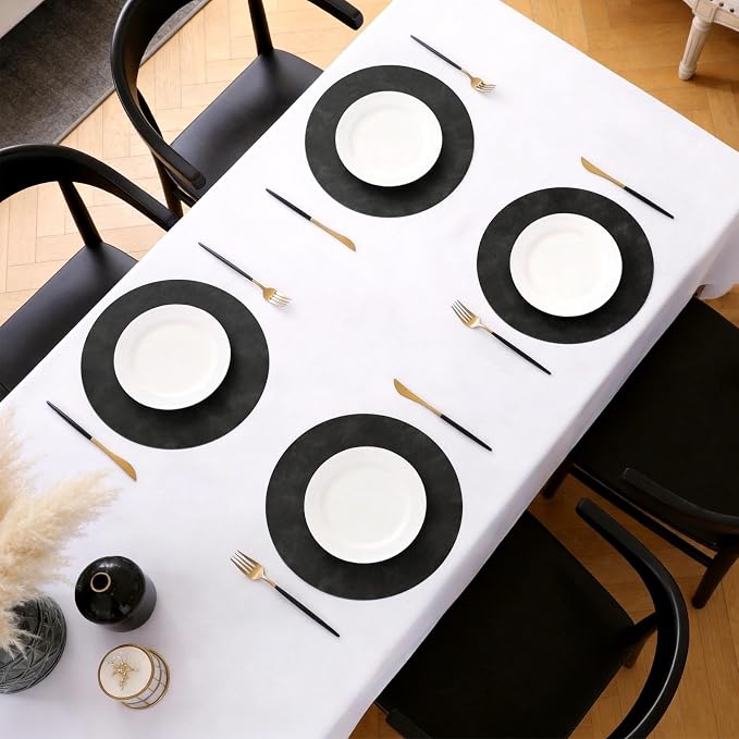 MOSAYT 13 Inch Round Vinyl Placemats Set of 4 - Image 5