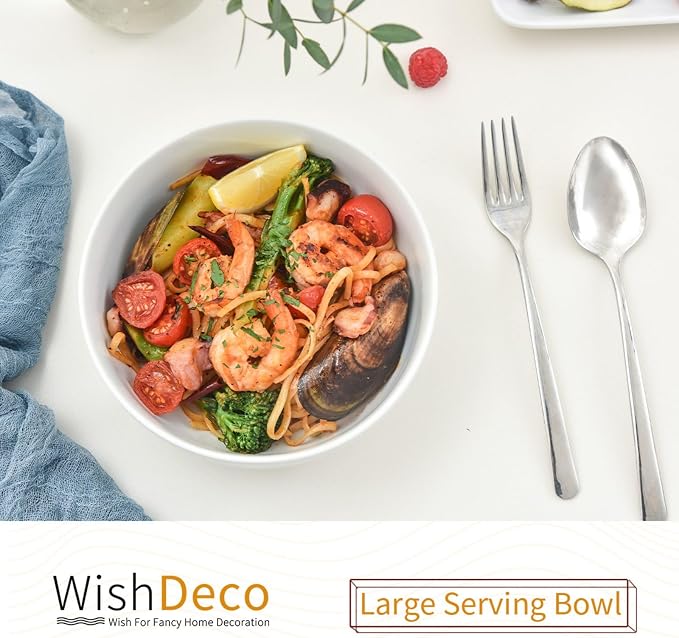 Large Soup Bowls Set of 3, Ceramic Salad Bowls 37 oz, Serving Bowl - Image 6