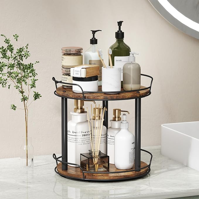LAMU 10'' Wood Lazy Susan Turntable Organizer - Image 9