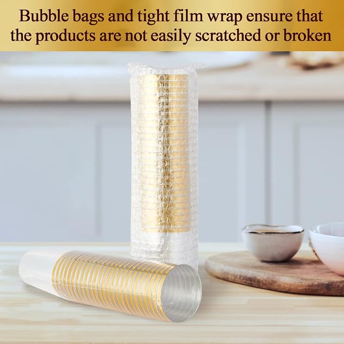 Vplus 150 Pack 12 OZ Gold Rimmed Disposable Plastic Drinking Cups - Image 6