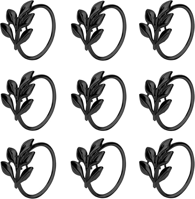 KPOSIYA Set of 6 Leaf Napkin Rings Metal Gold Napkin Holder Table Napkin Rings by KPOSIYA