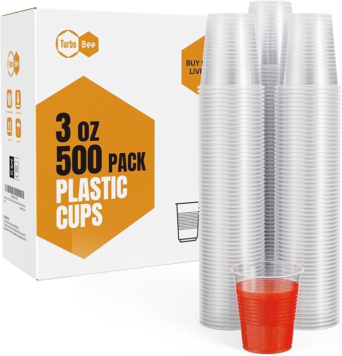 3oz Disposable Plastic Cups 500 Pack, Small Mouthwash Cups, Bulk Sample Tumblers by TurboBee