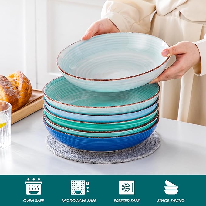 vancasso Bonita Pasta Bowls Set of 6, 50oz Large Salad Bowls - Image 4