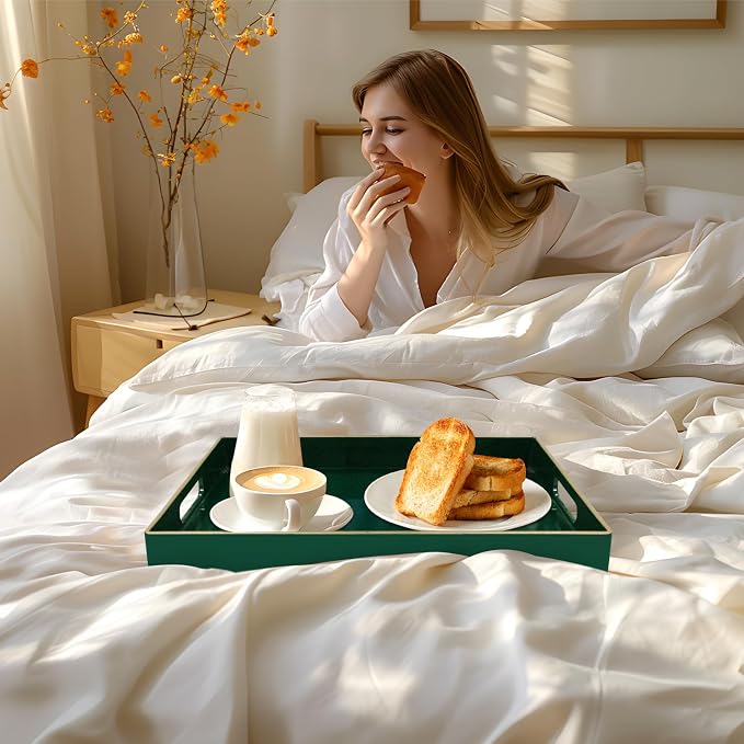 Dark Green Decorative Tray for Ottoman, Serving Tray - Image 6