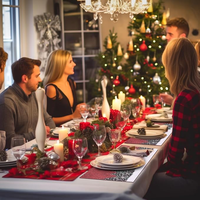 Aofmee Christmas Placemats Set of 6, Washable Christmas Place Mats - Image 5