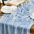 Artoid Mode Boho Cheesecloth Gauze Ice Blue Wedding Table Runner, 160 Inch by ArtoidMode
