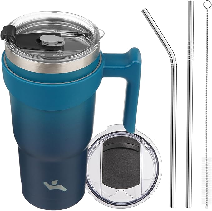 Konokyo 20 oz Tumbler with Handle and Straw, Insulated Travel Mug | Indigo by Konokyo