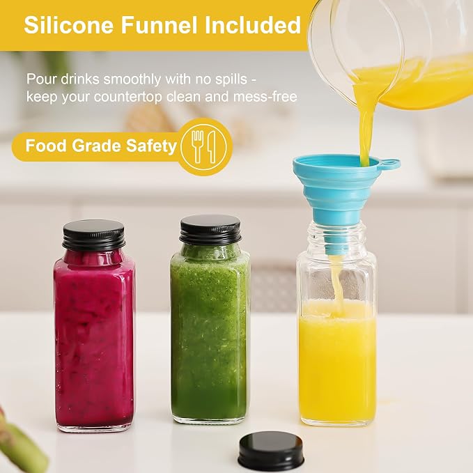 Glxgow 8 Pack 8 oz Glass Juice Bottles - Image 3
