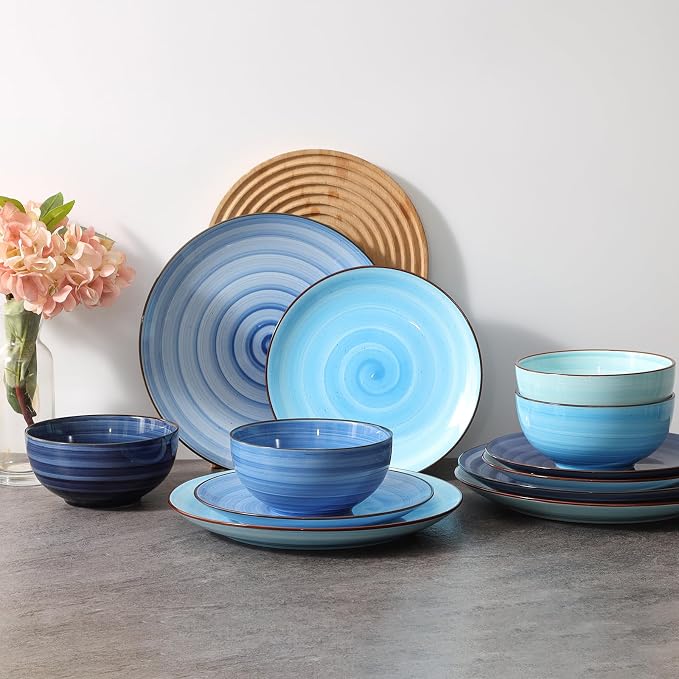 Selamica Ceramic Plates and Bowls Set, 24 Pieces Dinnerware Sets - Image 7