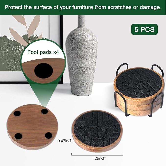 Coasters for Drinks Absorbent 5 Pack, Coasters for Coffee Table - Image 5
