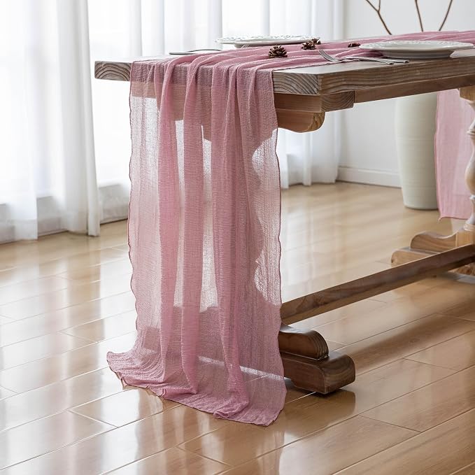 10Pcs Dusty Rose Cheesecloth Table Runner 120 Inches - Image 4