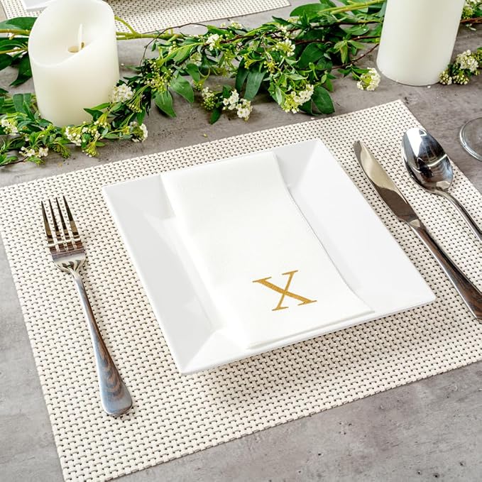 Luxenap 15.8 X 7.9 Inch Linen-Feel Guest Towels, 50 Lettered Hand Towels - Image 7