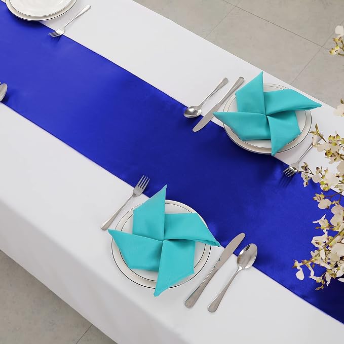Horbaunal 24 Pack Royal Blue Satin Table Runner 12 x 108 Inch | Smooth Table - Image 4