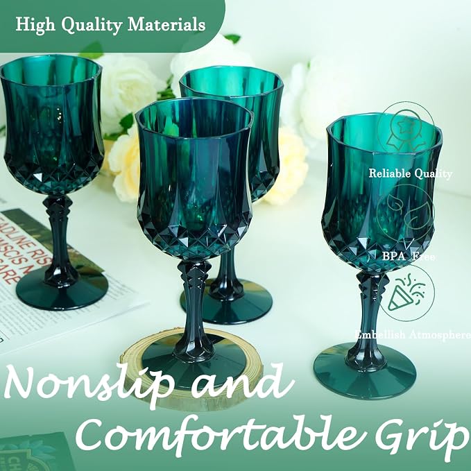12Pack Plastic Wine Glasses, 7oz Vintage Goblets - Image 6