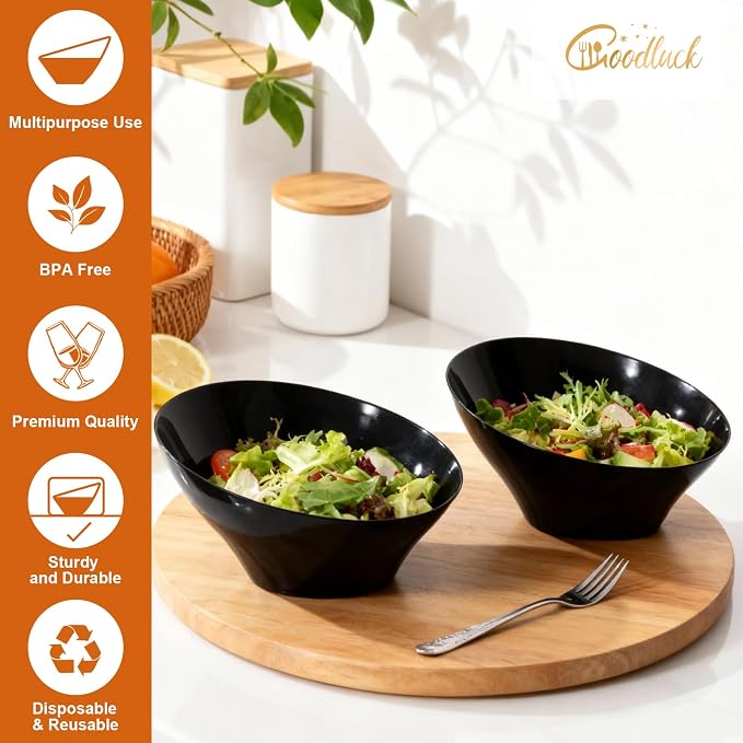 5 Pack black Plastic Serving Bowls - Image 2