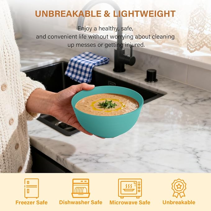 Wheat Straw Bowls, Cereal Bowls, Plastic Bowl Alternative, Unbreakable - Image 5