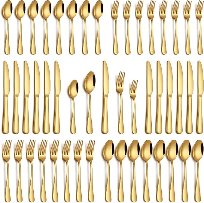 PHILIPALA 40 Piece Gold Silverware Set, Stainless Steel Flatware Set by PHILIPALA