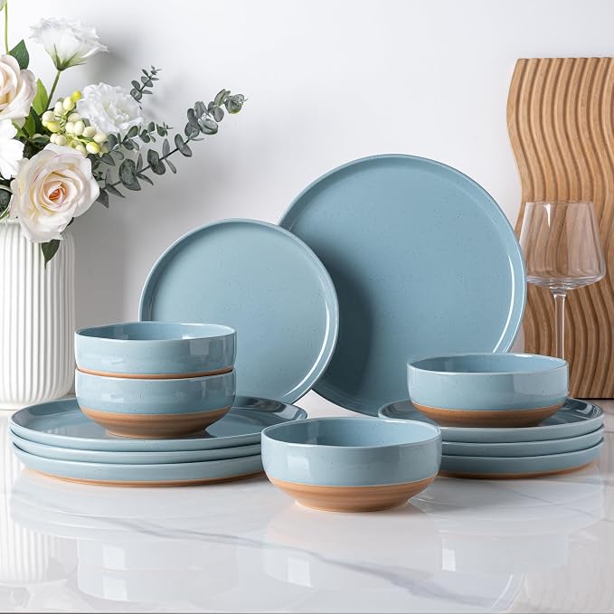 AmorArc Dinnerware Sets for 8, 24 Pieces Ceramic Plates and Bowls Set | Scratch - Image 8
