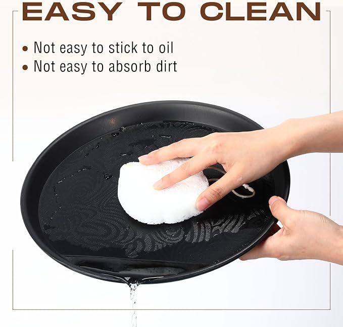 Zopeal 8 Pcs 14 Inch Round Restaurant Serving Trays Non Slip Surface Black - Image 7