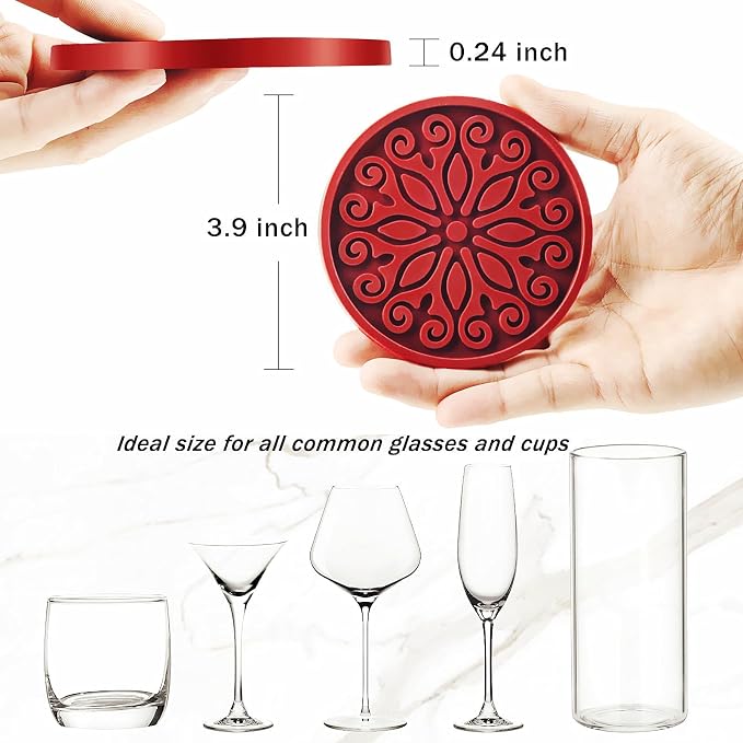Coasters for Drinks, Resistant Reusable Silicone Coasters - Image 3