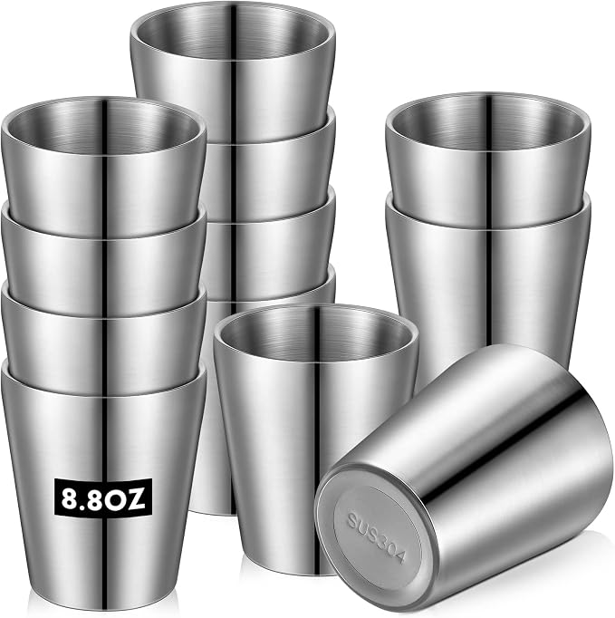 Amyhill 12 Pieces Stainless Steel Cups Double Wall Tumbler Glasses Stackable by Amyhill