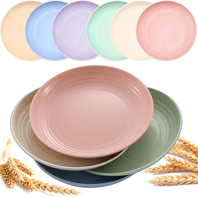 MFACOY 6 PACK Unbreakable Wheat Straw Plates, 9 Inch, Lightweight & Reusable by Mfacoyisalifestylebrand