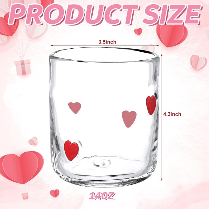 SiliFine 2 Pcs Heart Icon Juice Glasses - 14oz Love Heart Stemless Wine - Image 2