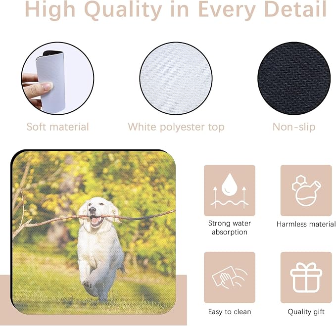 50 PCS Sublimation Coasters Blanks Bulk, 4x4 Inch Square Blank Cup Mat Rubber - Image 3