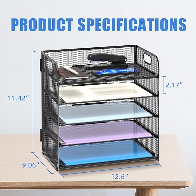 5 Trays Paper Organizer Letter Tray - Image 6