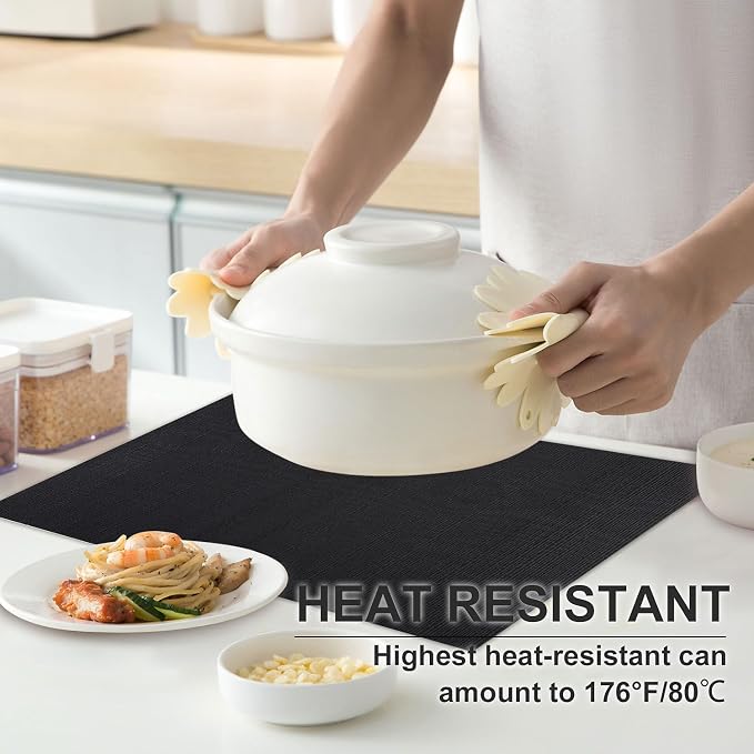 Vinyl Placemats Set of 8, PVC Woven Washable Non-Slip Table Mats, Heat - Image 2