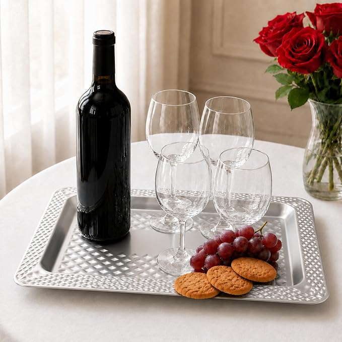 4 Pack Silver Serving Trays Set, Serving Trays - Image 6