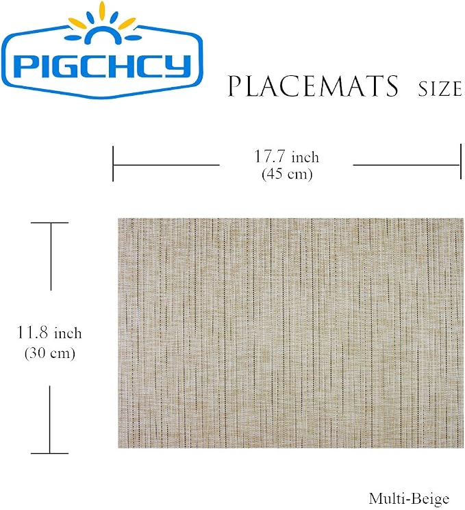 PIGCHCY Deep Beige Placemats Set of 6 Encryption Thickening Weave - Image 3