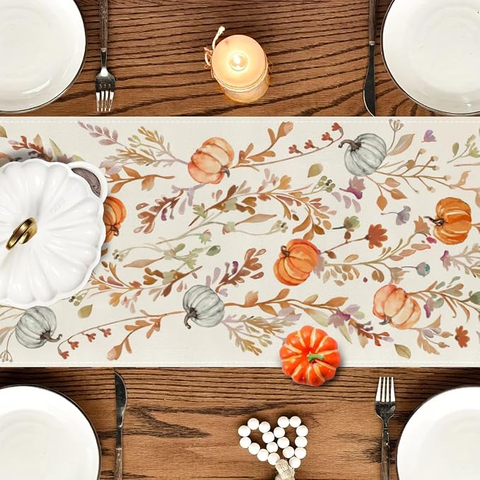 RABUSOFA Fall Table Runner 13x90 Inch Pumpkins Fall Decor - Image 4