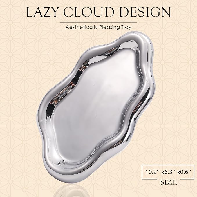CCINPPY Ceramic Cloud Jewelry Tray Trinket Dish Key Bowl Nightstand Decor | - Image 2