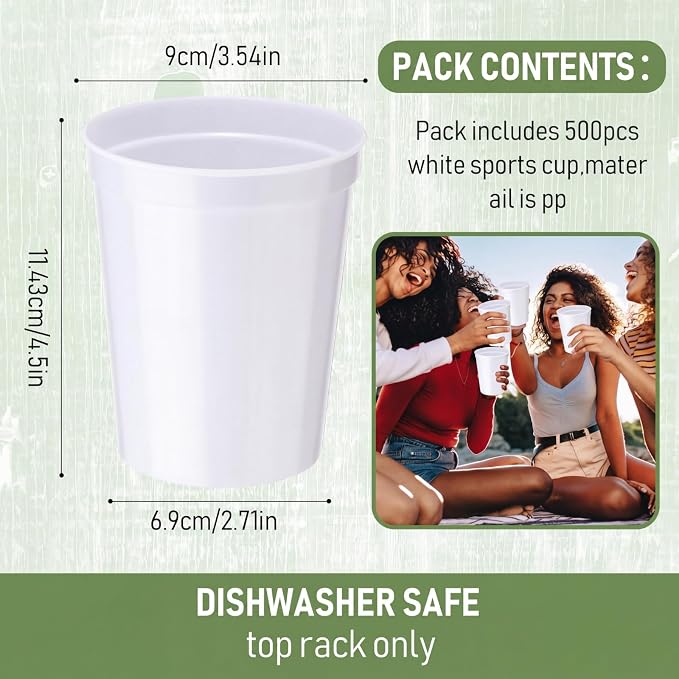 Yungyan 100 Pack 16 oz Stadium Cups Reusable Plastic Cups Blank Drink Stadium - Image 2