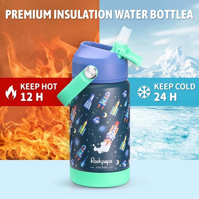 rockpapa 14 oz Kids Insulated Water Bottle，Stainless Steel Toddler Cups - Image 3